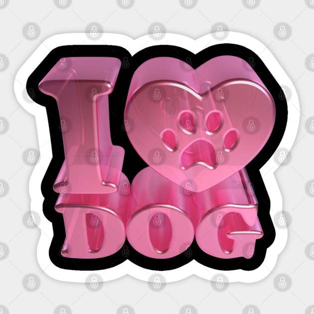 3D I Love Dog - Satin Sticker by 3DMe